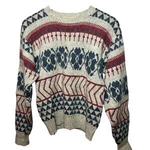 Northern Isles Sweater VTG Nordic Shetland Wool Acrylic Gray Blue Pullover M